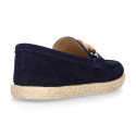 SUEDE LEATHER kids Moccasin shoes espadrille style with sailor knot design.