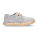 Kids laces up shoes espadrille style in cotton canvas to dress.