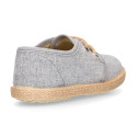 Kids laces up shoes espadrille style in cotton canvas to dress.