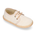 Kids laces up shoes espadrille style in cotton canvas to dress.