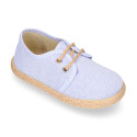 Kids laces up shoes espadrille style in cotton canvas to dress.
