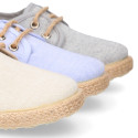 Kids laces up shoes espadrille style in cotton canvas to dress.