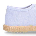 Kids laces up shoes espadrille style in cotton canvas to dress.