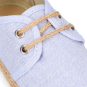 Kids laces up shoes espadrille style in cotton canvas to dress.