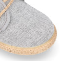 Kids laces up shoes espadrille style in cotton canvas to dress.