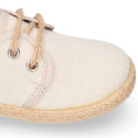 Kids laces up shoes espadrille style in cotton canvas to dress.