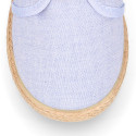 Kids laces up shoes espadrille style in cotton canvas to dress.