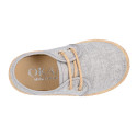 Kids laces up shoes espadrille style in cotton canvas to dress.