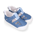 BLANDITOS kids sandal shoes laceless in jeans nappa leather.