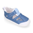 BLANDITOS kids sandal shoes laceless in jeans nappa leather.