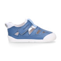 BLANDITOS kids sandal shoes laceless in jeans nappa leather.