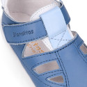 BLANDITOS kids sandal shoes laceless in jeans nappa leather.