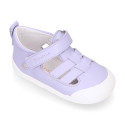 BLANDITOS kids sandal shoes laceless with crossed straps in nappa leather.