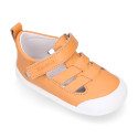 BLANDITOS kids sandal shoes laceless with crossed straps in nappa leather.