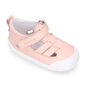 BLANDITOS kids sandal shoes laceless with crossed straps in nappa leather.