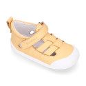 BLANDITOS kids sandal shoes laceless with crossed straps in nappa leather.