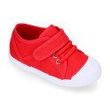 Cotton Canvas kids Sneaker shoes with toe cap and elastic laces.