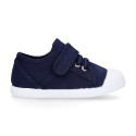 Cotton Canvas kids Sneaker shoes with toe cap and elastic laces.