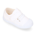 Cotton Canvas kids Sneaker shoes with toe cap and elastic laces.