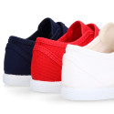 Cotton Canvas kids Sneaker shoes with toe cap and elastic laces.