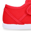 Cotton Canvas kids Sneaker shoes with toe cap and elastic laces.