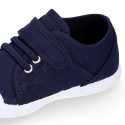 Cotton Canvas kids Sneaker shoes with toe cap and elastic laces.