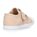 Cotton Canvas kids Sneaker shoes with toe cap and elastic laces in pastel colors.