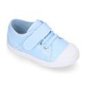 Cotton Canvas kids Sneaker shoes with toe cap and elastic laces in pastel colors.