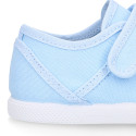 Cotton Canvas kids Sneaker shoes with toe cap and elastic laces in pastel colors.