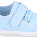 Cotton Canvas kids Sneaker shoes with toe cap and elastic laces in pastel colors.