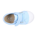 Cotton Canvas kids Sneaker shoes with toe cap and elastic laces in pastel colors.