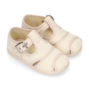 Cotton canvas to dress Kiss T-Strap sandal style shoes.