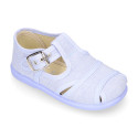 Cotton canvas to dress Kiss T-Strap sandal style shoes.