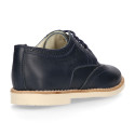 Navy blue Nappa leather kids oxford shoes for ceremony.