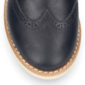 Navy blue Nappa leather kids oxford shoes for ceremony.