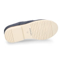 Navy blue Nappa leather kids oxford shoes for ceremony.