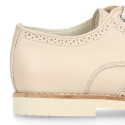 Ivory Nappa leather kids oxford shoes for ceremony.