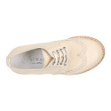 Blucher niño ceremonia con cordones en piel napa beige.