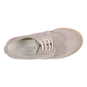 Suede leather with linen canvas kids oxford shoes for ceremony.