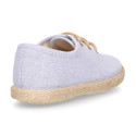 Cotton canvas to dress kids oxford shoes espadrille style with laces closure.