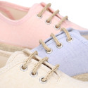 Cotton canvas to dress kids oxford shoes espadrille style with laces closure.