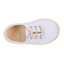 Cotton canvas to dress kids oxford shoes espadrille style with laces closure.