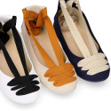 Linen Canvas girl ballet flat shoes dancer style.