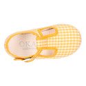 VICHY Cotton canvas kids T-Strap shoes bamba style with buckle fastening.