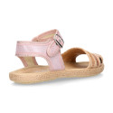 Girl Sandal shoes espadrille style in shiny canvas design.