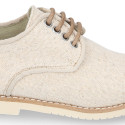 New NATURAL LINEN Laces up shoes for CEREMONY.