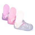 GLITTER CRYSTAL Tennis style kids jelly shoes with hook and loop strap for Beach and Pool.