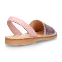 Laminated leather Girl Menorquina sandals with rear strap.