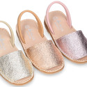 Laminated leather Girl Menorquina sandals with rear strap.