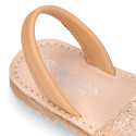 Laminated leather Girl Menorquina sandals with rear strap.